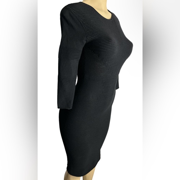 VELVET Graham & Spencer ~ Long Sleeve Body Contour Fitted Black Dress - Picture 5 of 11